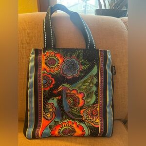 Laurel Burch Paloma’s De La Coche design multi colored medium tote! NWOT